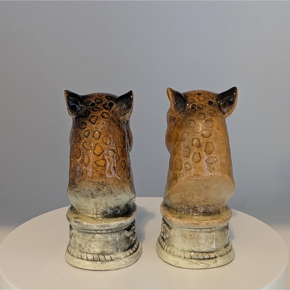 Vintage Ceramic Leopard Head Salt And Pepper Shakers‎ Made In Japan - Picture 4 of 7